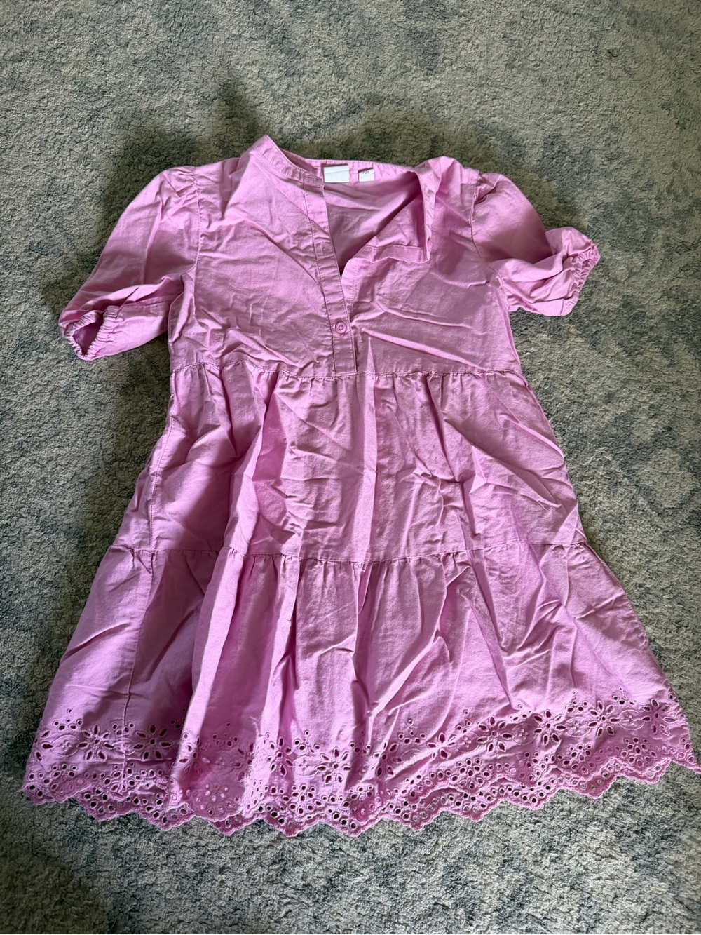 GAP Girls' Light Pink Eyelet Tiered Cotton Dress